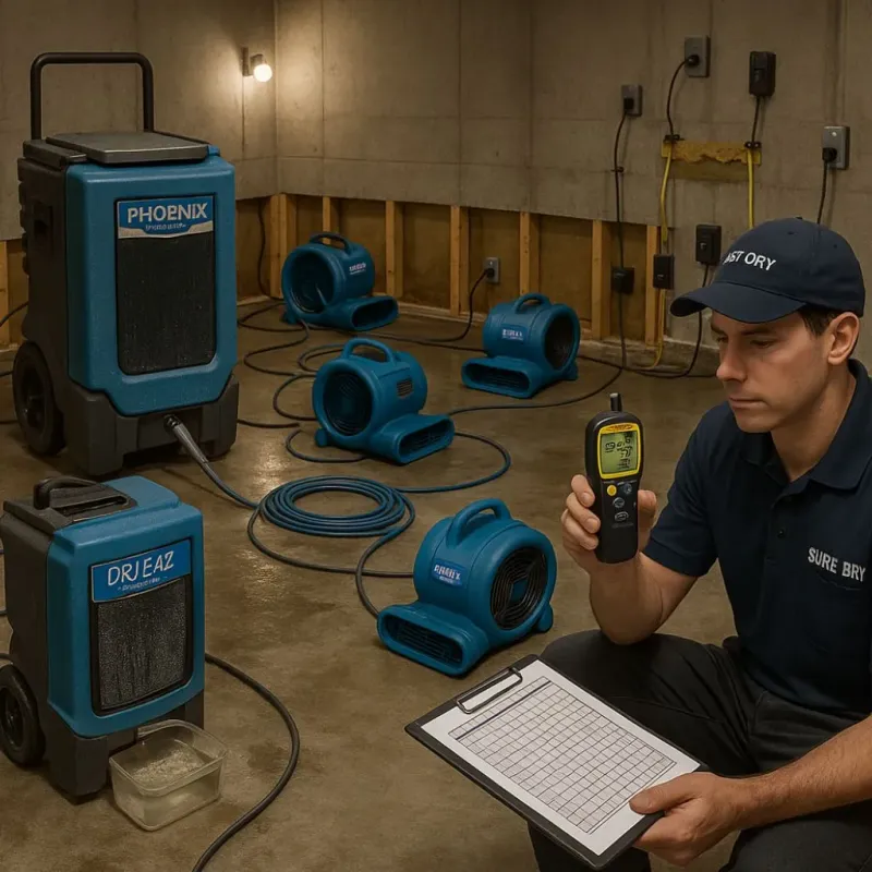 Structural Drying and Dehumidification process in Pismo Beach, CA